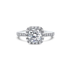 G17W1041H-007 GEMODA "Angel" Moissanite 1ctw Moissanite Square Halo 18k Engagement Ring