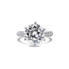 G17W5061SS-043 GEMODA "Enchanted" Moissanite 5ctw Signature Pave 18k Engagement Ring