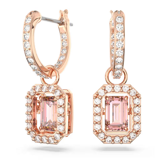5649474 Millenia drop earrings Octagon cut, Pink, Rose gold-tone plated