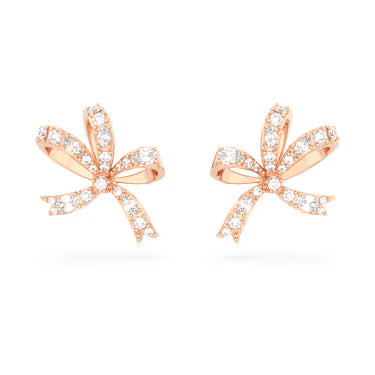 5647572 Volta stud earrings Bow, Small, White, Rose gold-tone plated