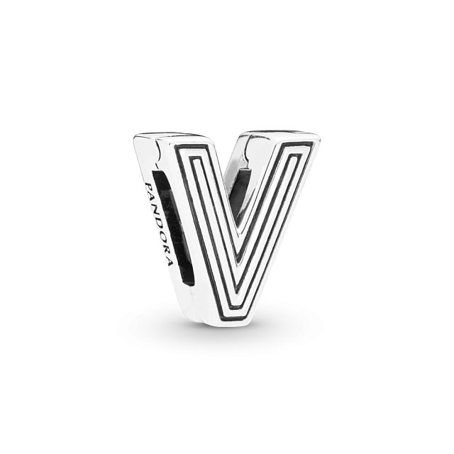 798218 Pandora Reflexions AW19 Drop 6 one size Pandora Reflexions letter V silver clip charm