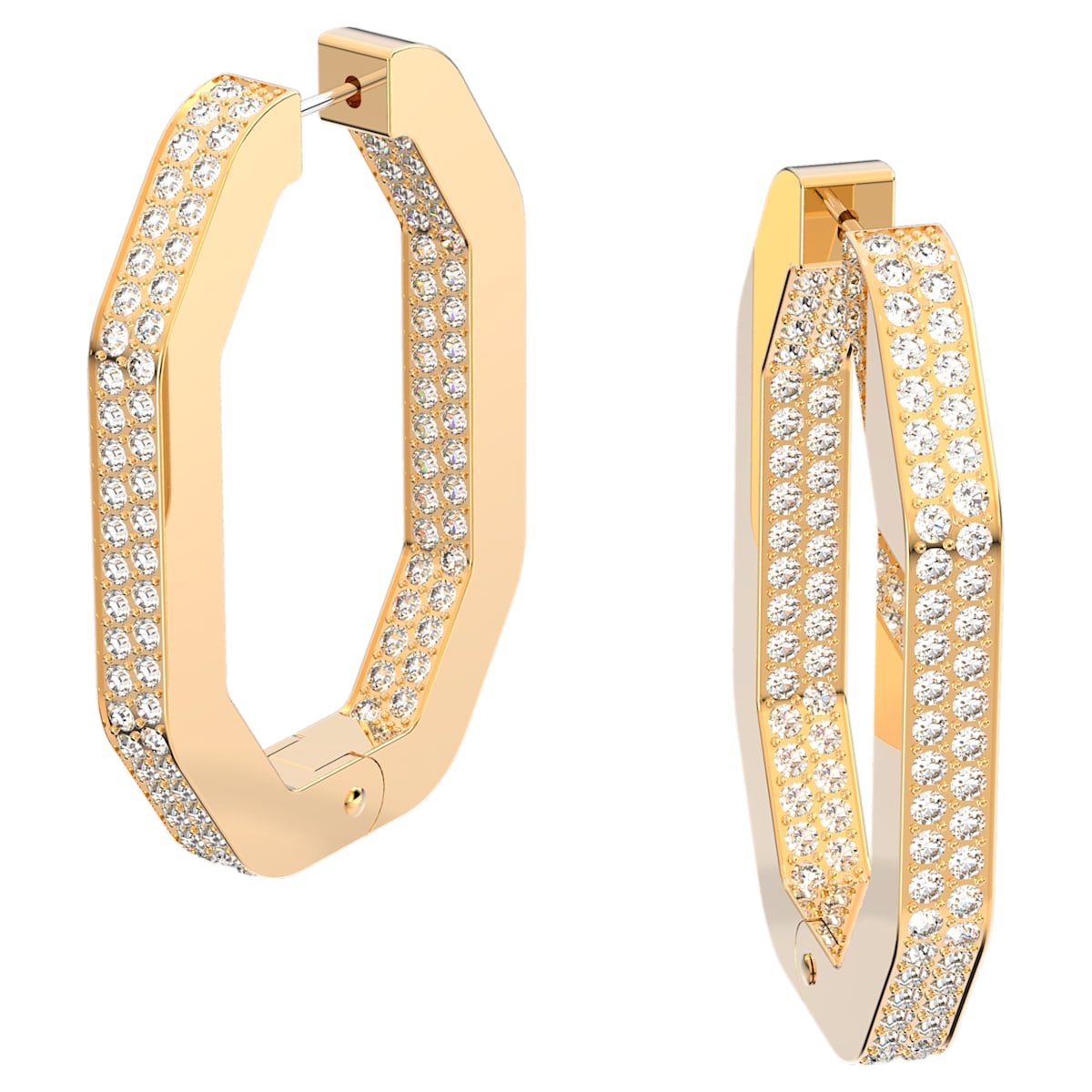 ファッション姫 通販 SWAROVSKI Dextera hoop earrings Octagonal, Full pavé, Large 乳液・ミルク